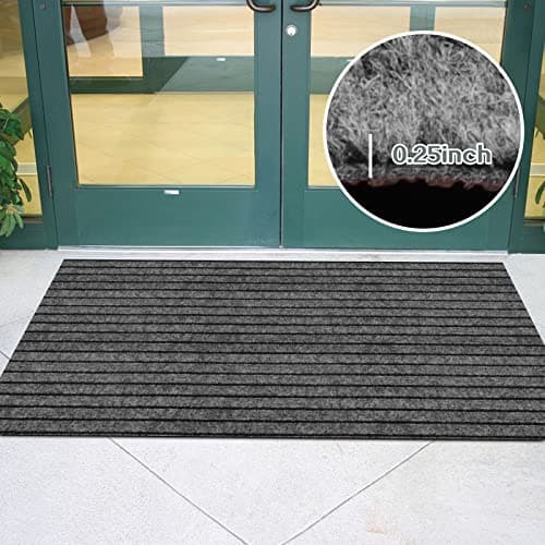 ZGR Custom Size Runner Rug 2 ft x 6 ft Gray with Black Stripe Non-Slip Rubber Backing for Hallway Kitchen Garage Laundry