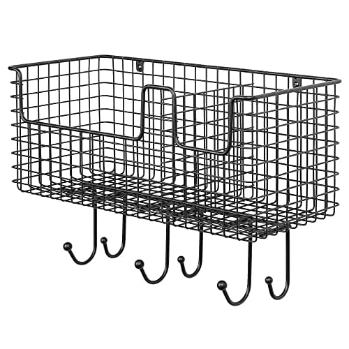 mDesign Metal Wire Farmhouse Wall Decor Storage Organizer Basket - Wall Mount - Black  
mDesign Metal Wire Farmhouse Wal