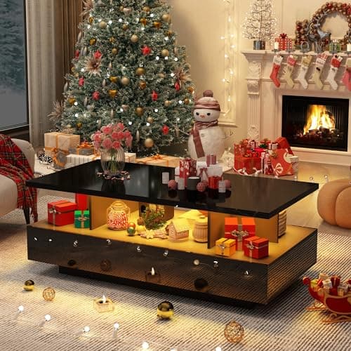 High Glossy Modern Black LED Coffee Table w/ App Control & 60,000-Color Lights for Living Room
| High Glossy Modern Bla