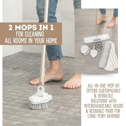 Quick Shine Ultimate Gold All-in-One 11 Pc Clean & Polish Mop Kit | No Batteries Needed | For All Floors Pro Cleaning