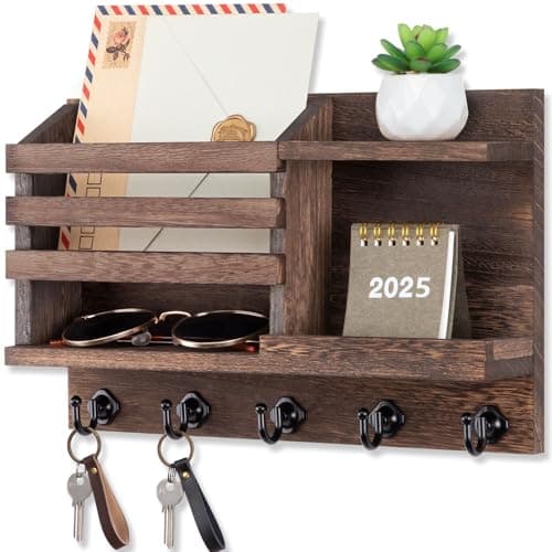 Nekon Black Wooden Key Holder for Wall entrada hall Rustic Home Decor 5 Hooks Organizer