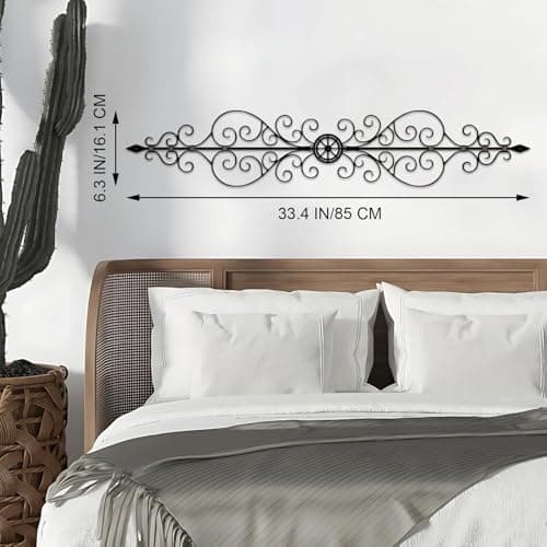 Ruelen Metal Scroll Wall Decor Rustic Iron Wall Medallion for Home Living Room Decor Small Traditional Metal Scroll ArtA