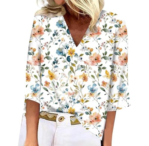 BIVENANT Women's Patriotic 3/4 Sleeve American Flag Shirt V-Neck for 4th of July Party
BIVENANT Women's Patriotic 3/4 Sl