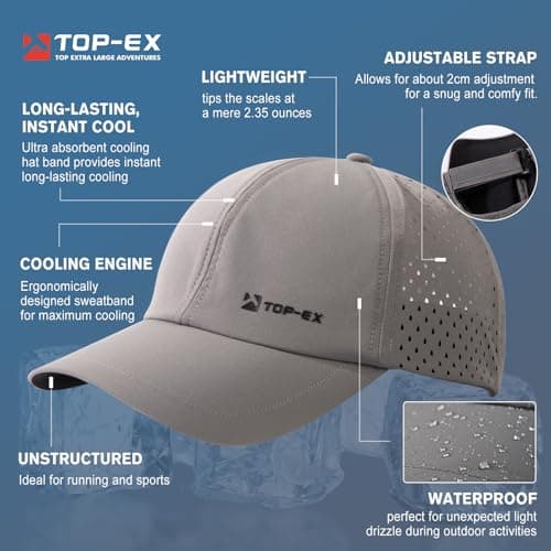 TOP-EX Breathable Mesh Cooling Sweatband Mens Oversized Running Quick Dry Waterproof Baseball Caps
TOP-EX Breathable Mes