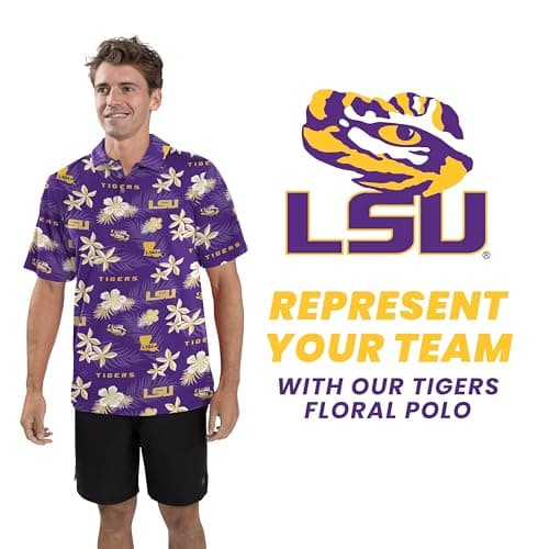 Holloway Men's NCAA Floral Logo Polo-Shirt Comfortable & Stylish Official Team Apparel