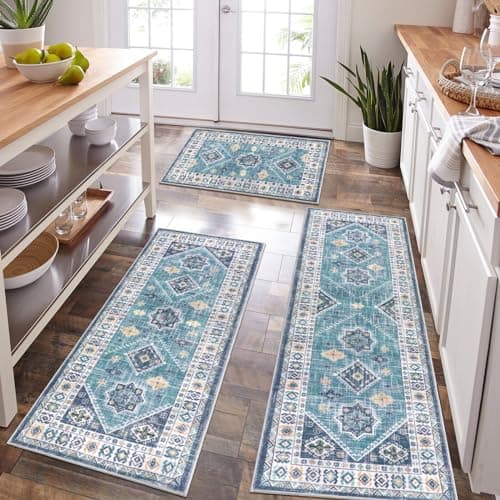 HEBE Boho Kitchen Rug Sets for Floor Non Slip and Washable Mats
| HEBE 3 Piece Kitchen Rug Set for Hallway and Laundry