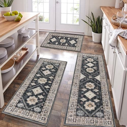 HEBE Boho Kitchen Rug Sets for Floor Non Slip and Washable Mats
| HEBE 3 Piece Kitchen Rug Set for Hallway and Laundry