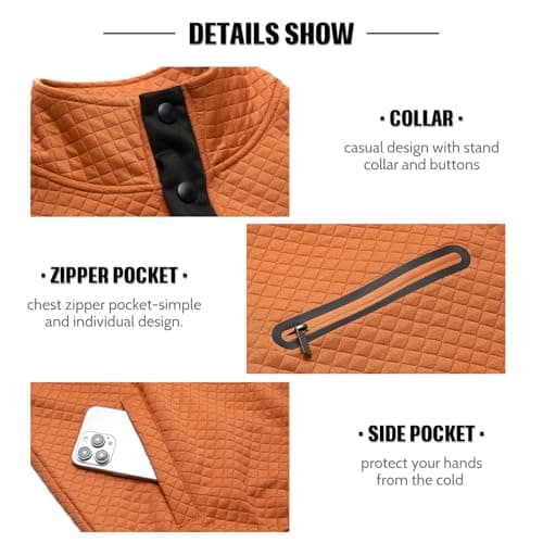 MANLUODANNI Men's Casual Waffle Quilted Sweatshirt Long Sleeve Button Pocket
| MANLUODANNI Men's Casual Sweatshirt Waff