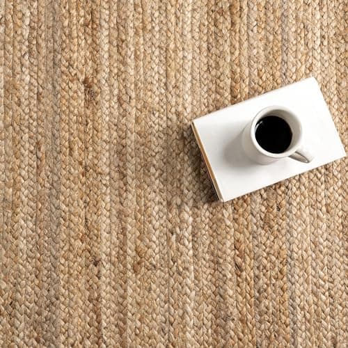 nuLOOM 6 Round Rigo Jute Hand Woven Area Rug, Natural, For Living Room & Bedroom, Farmhouse Design, Natural Fiber, 3x5 F