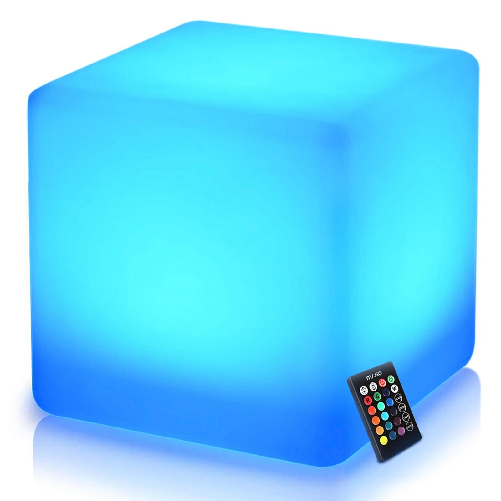 Mr.Go 16-inch Rechargeable LED Cube Chair Light for Home and Patios
| Color Changing 16-inch LED Cube Table with Remote