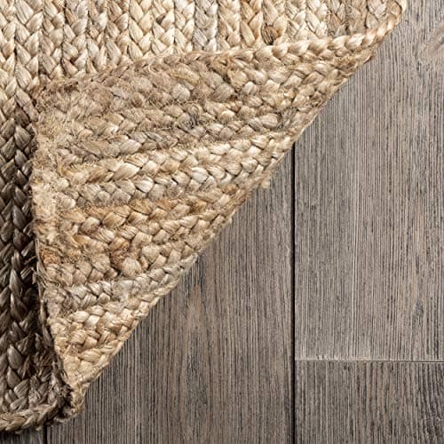 nuLOOM 6 Round Rigo Jute Hand Woven Area Rug, Natural, For Living Room & Bedroom, Farmhouse Design, Natural Fiber, 3x5 F