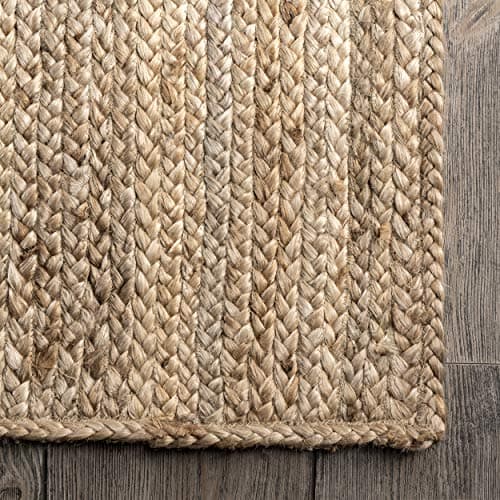 nuLOOM 6 Round Rigo Jute Hand Woven Area Rug, Natural, For Living Room & Bedroom, Farmhouse Design, Natural Fiber, 3x5 F