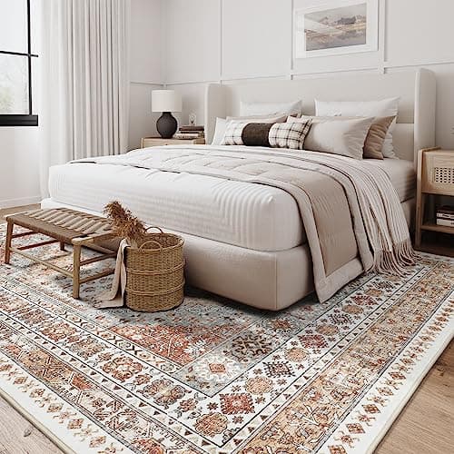 Zesthome Orange 8x10 Non-Slip Washable Vintage Stain Resistant Area Rug for Living Room OEKO-TEX
| Zesthome Vintage Ora