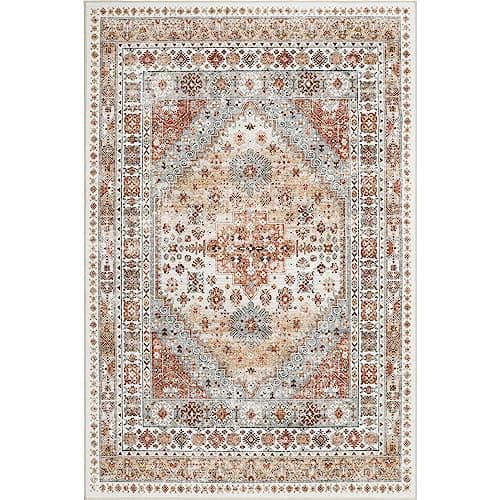 Zesthome Orange 8x10 Non-Slip Washable Vintage Stain Resistant Area Rug for Living Room OEKO-TEX
| Zesthome Vintage Ora