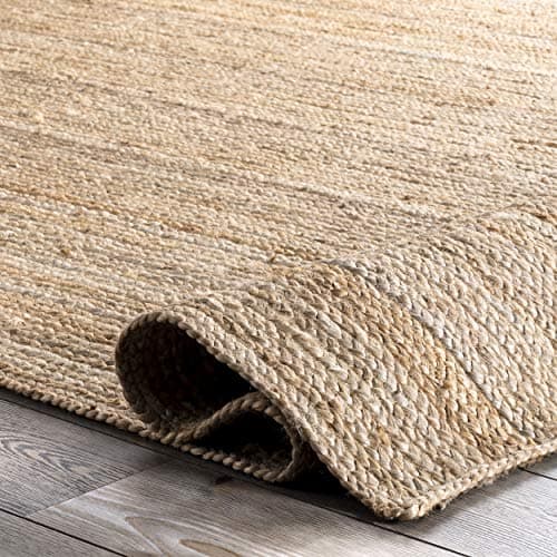 nuLOOM 6 Round Rigo Jute Hand Woven Area Rug, Natural, For Living Room & Bedroom, Farmhouse Design, Natural Fiber, 3x5 F