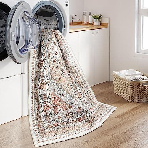 Zesthome Orange 8x10 Non-Slip Washable Vintage Stain Resistant Area Rug for Living Room OEKO-TEX
| Zesthome Vintage Ora