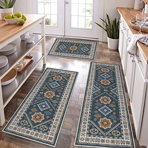 HEBE Boho Kitchen Rug Sets for Floor Non Slip and Washable Mats
| HEBE 3 Piece Kitchen Rug Set for Hallway and Laundry
