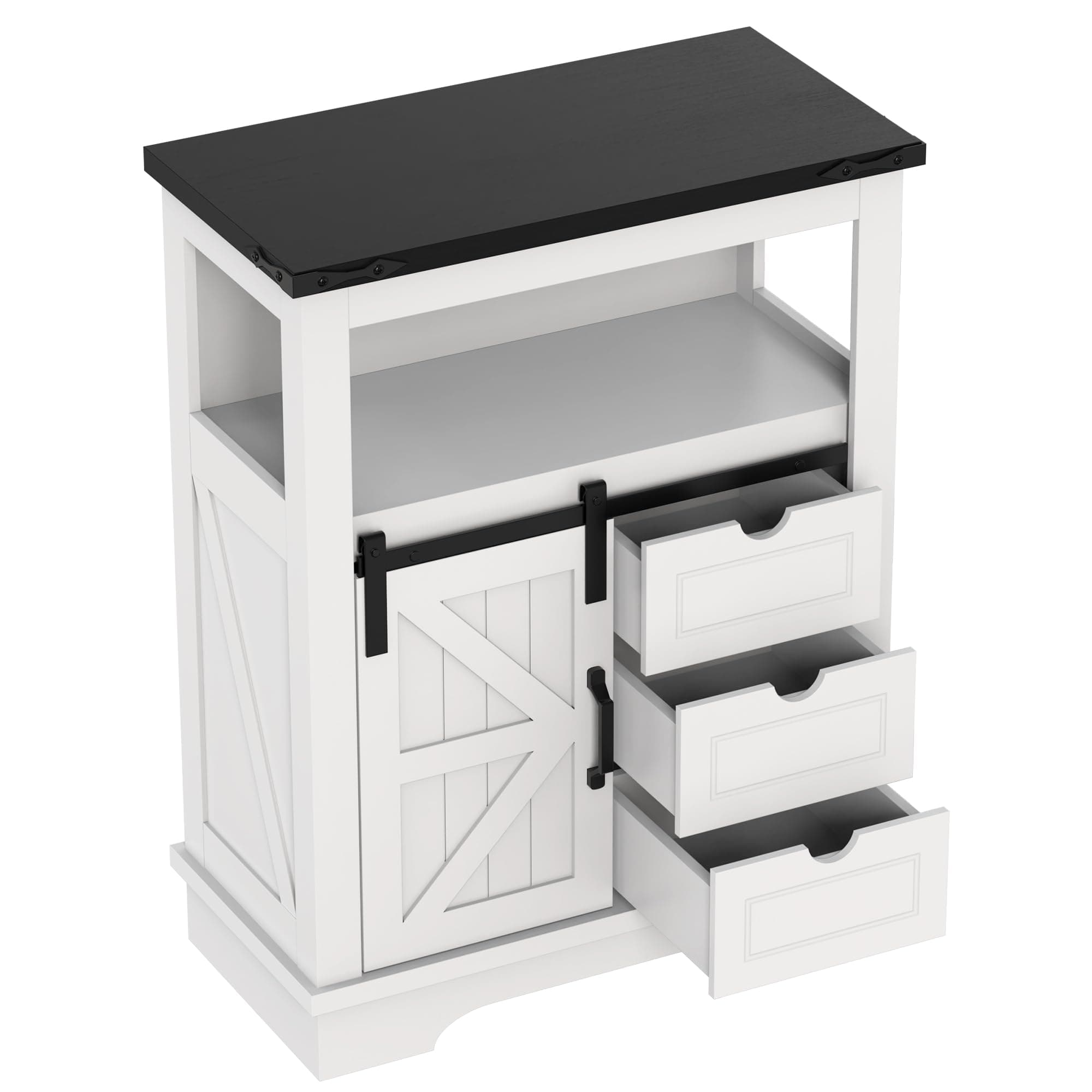 Real Relax Farmhouse Storage Cabinet for Bathroom and Living Room with Sliding Barn Door and 3 Drawers
| Real Relax Fre