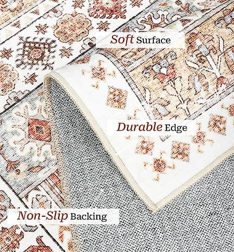 Zesthome Orange 8x10 Non-Slip Washable Vintage Stain Resistant Area Rug for Living Room OEKO-TEX
| Zesthome Vintage Ora