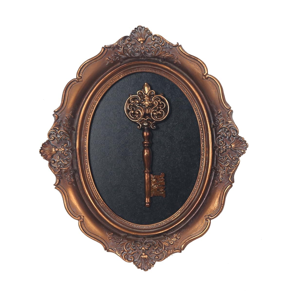 Vintage Wall Sculpture for Hallway, Hand Painted Embossed Key Design, Unique Gift for Home Decor (Antique Gold-Key)  
An