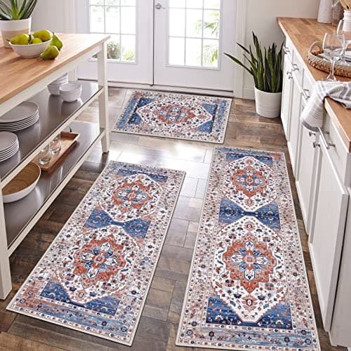 HEBE Boho Kitchen Rug Sets for Floor Non Slip and Washable Mats
| HEBE 3 Piece Kitchen Rug Set for Hallway and Laundry
