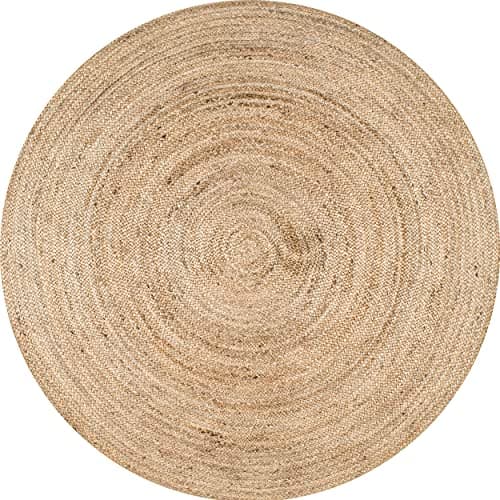 nuLOOM 6 Round Rigo Jute Hand Woven Area Rug, Natural, For Living Room & Bedroom, Farmhouse Design, Natural Fiber, 3x5 F
