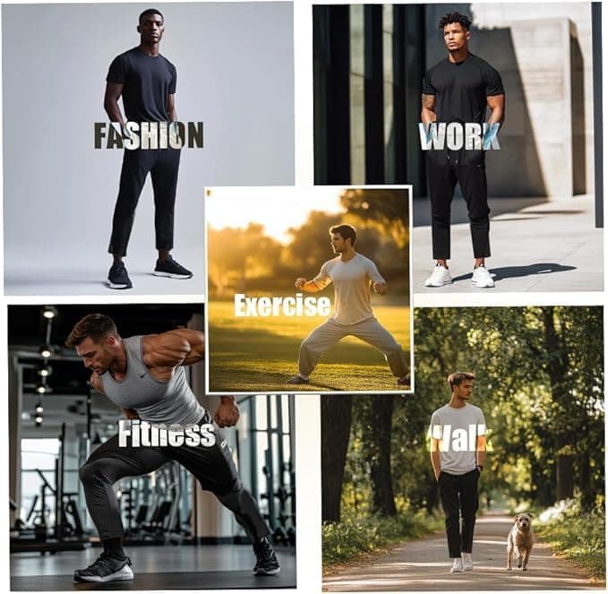 Zh 3-Pack Men's Comfortable Mesh Jogger Pants for Active Wear, Lightweight & Breathable with Pockets