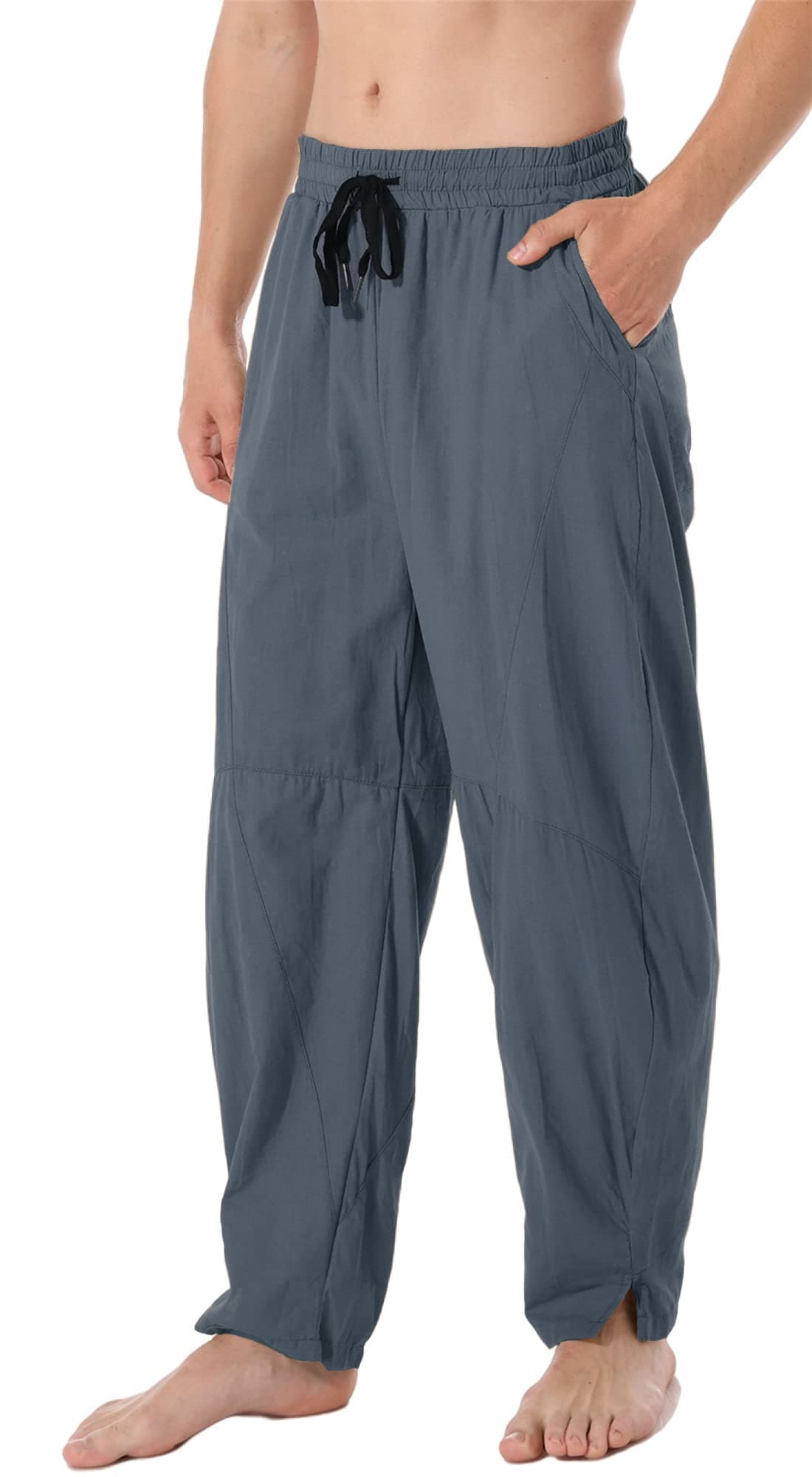 Perdontoo Men's Linen Cotton Loose Fit Casual Lightweight Elastic Waist Summer Beach Pants
| Men's Linen Cotton Loose F