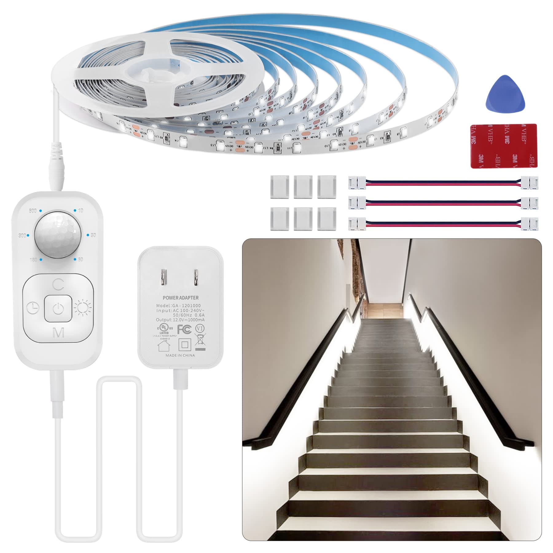 Motion Sensor Indoor Plug-in LED Step Lights Strip with Timer Dimmer for Stairway Kitchen Cabinet Bedroom Corridor
| Mo