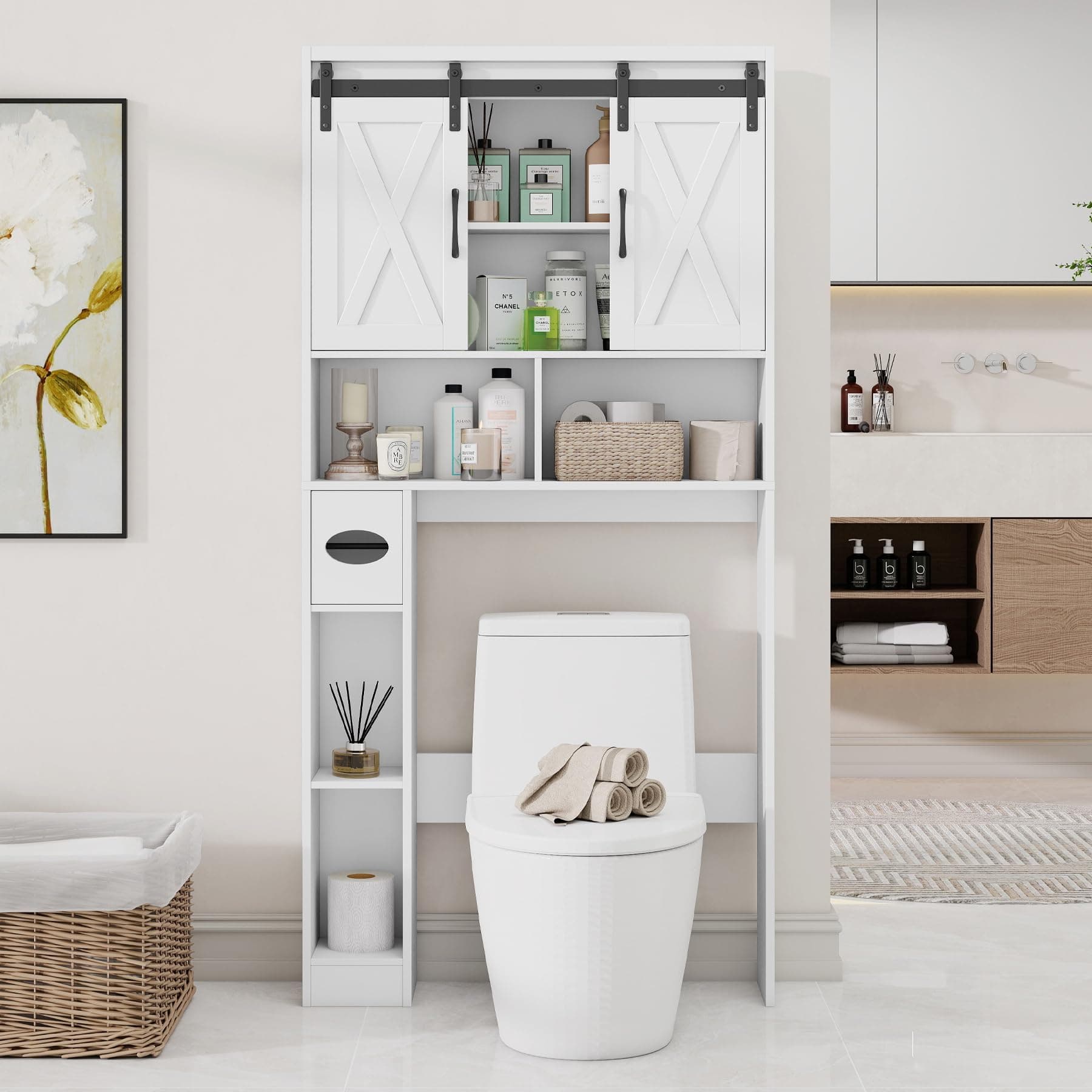 Home Space-Saving Over The Toilet Storage Cabinet for Farmhouse Bathroom
| Farmhouse Storage Cabinet Over Toilet with 2