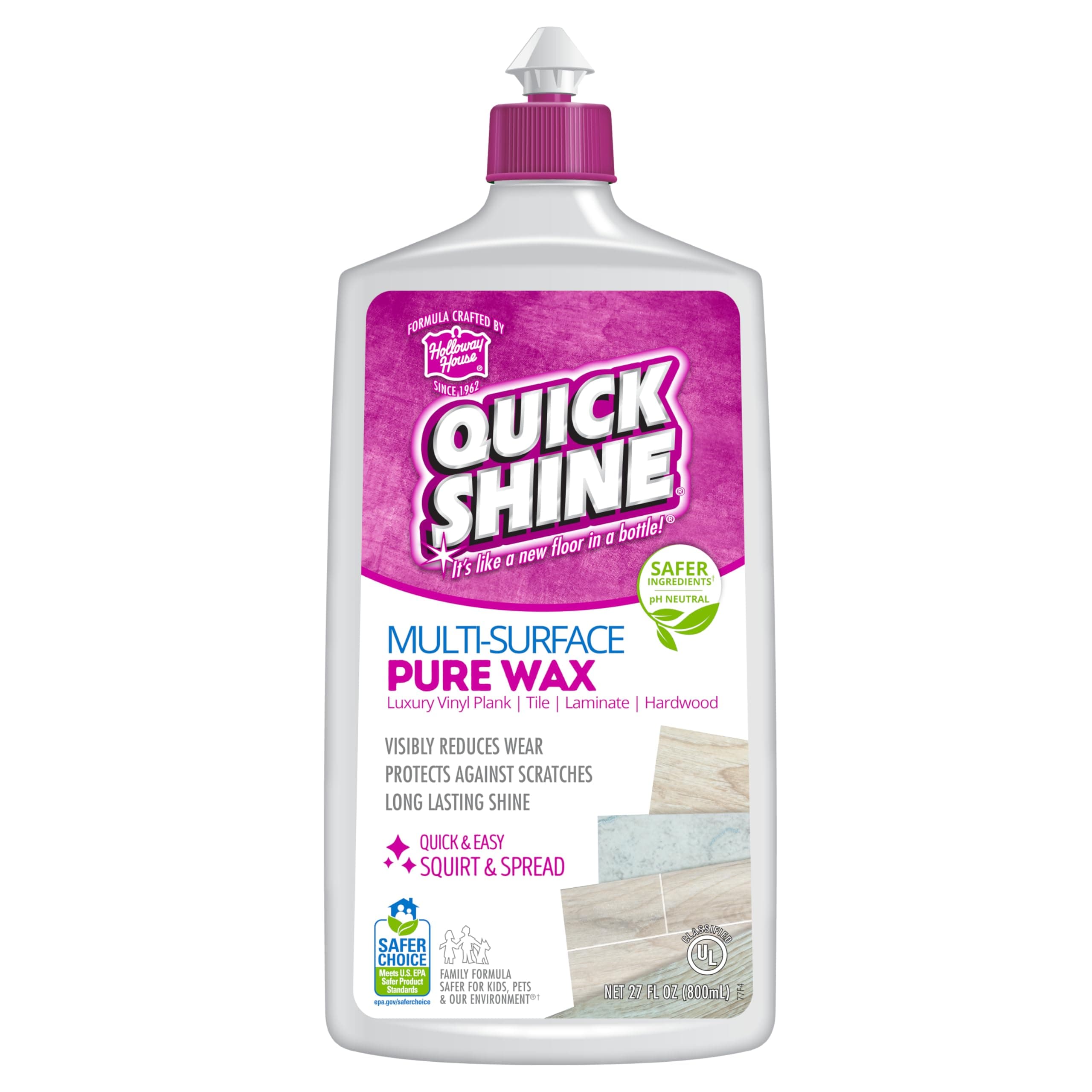 Quick Shine Pure Floor Wax 27oz | Restore, Protect, Refresh Regular & Hardwood Floors | U.S. EPA Safer Choice

Quick Shi
