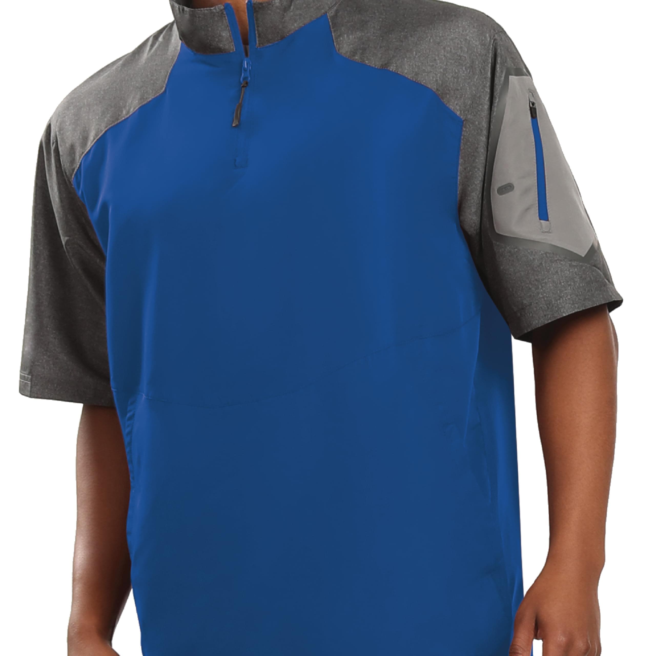 Holloway Raider Pullover Cage Jacket - Weather-Resistant Quarter Zip Athletic Wear with Sleeve Pocket for Men - Outdoor