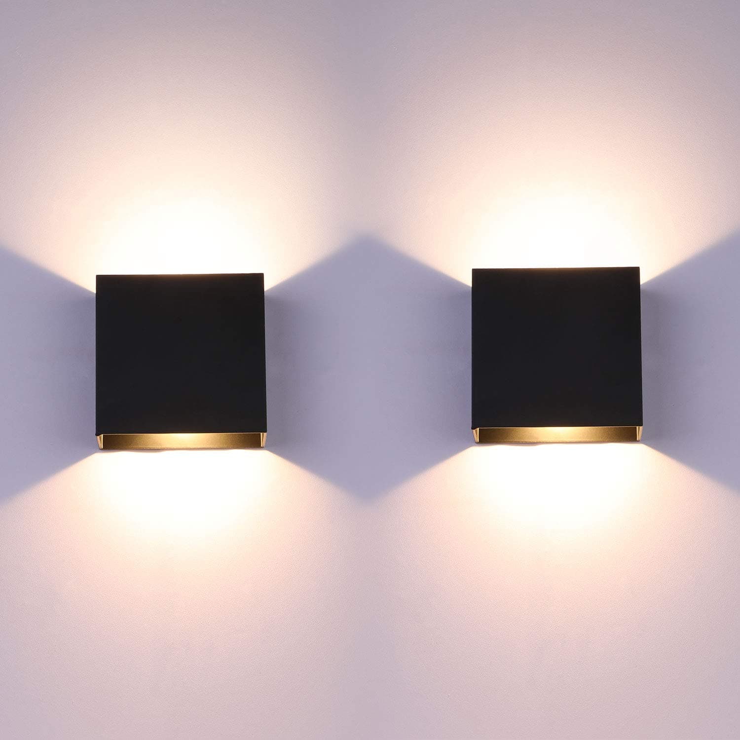 Lightess 10W Hardwired LED Wall Sconce Set of 2 for Living Room & Bedroom Warm White Mini Metal Down Up Lights Black Dec