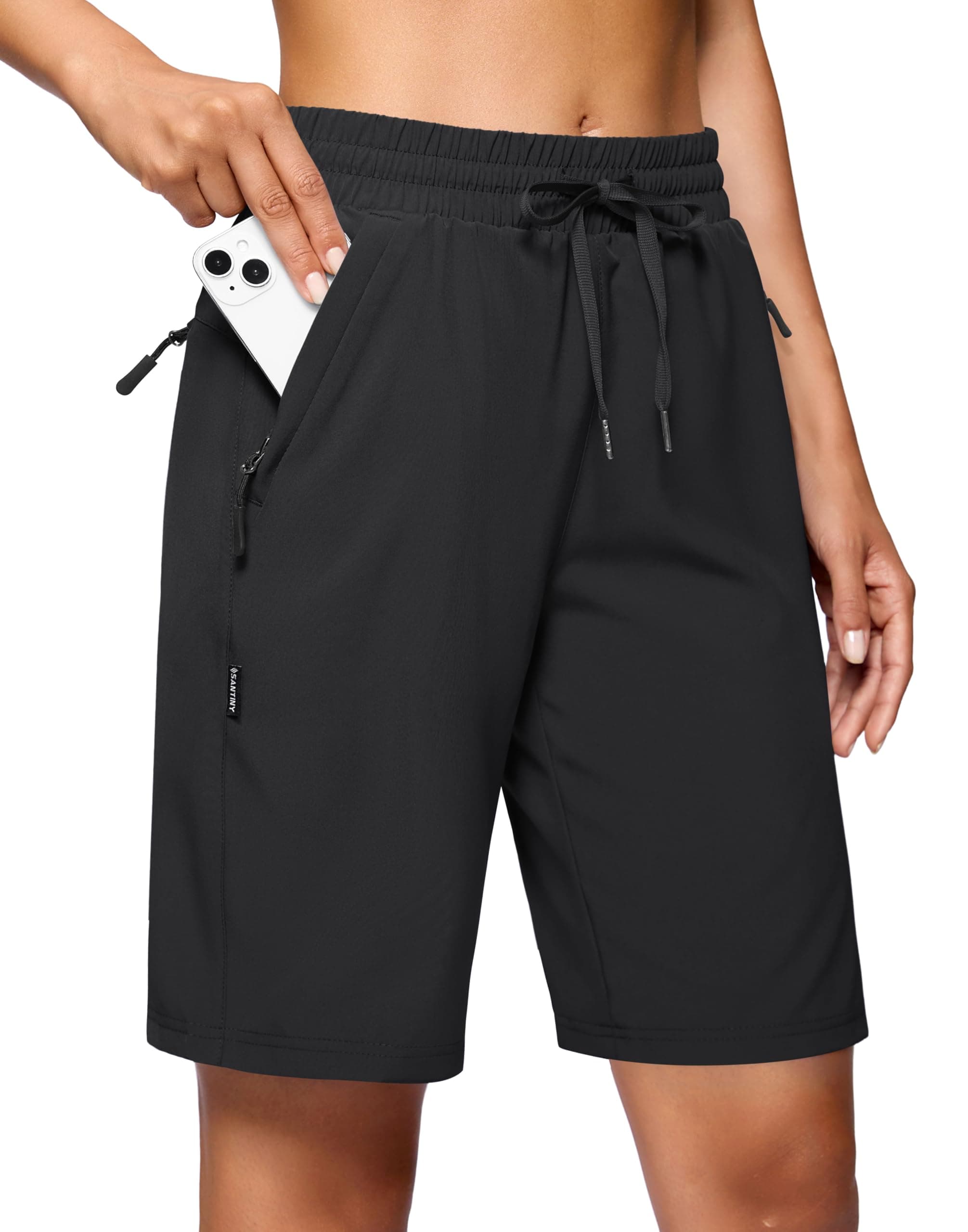 SANTINY Women's 7''/ 9'' Hiking Shorts for Casual Outdoor Activities with 3 Zipper Pockets Lightweight Quick Dry Attribu