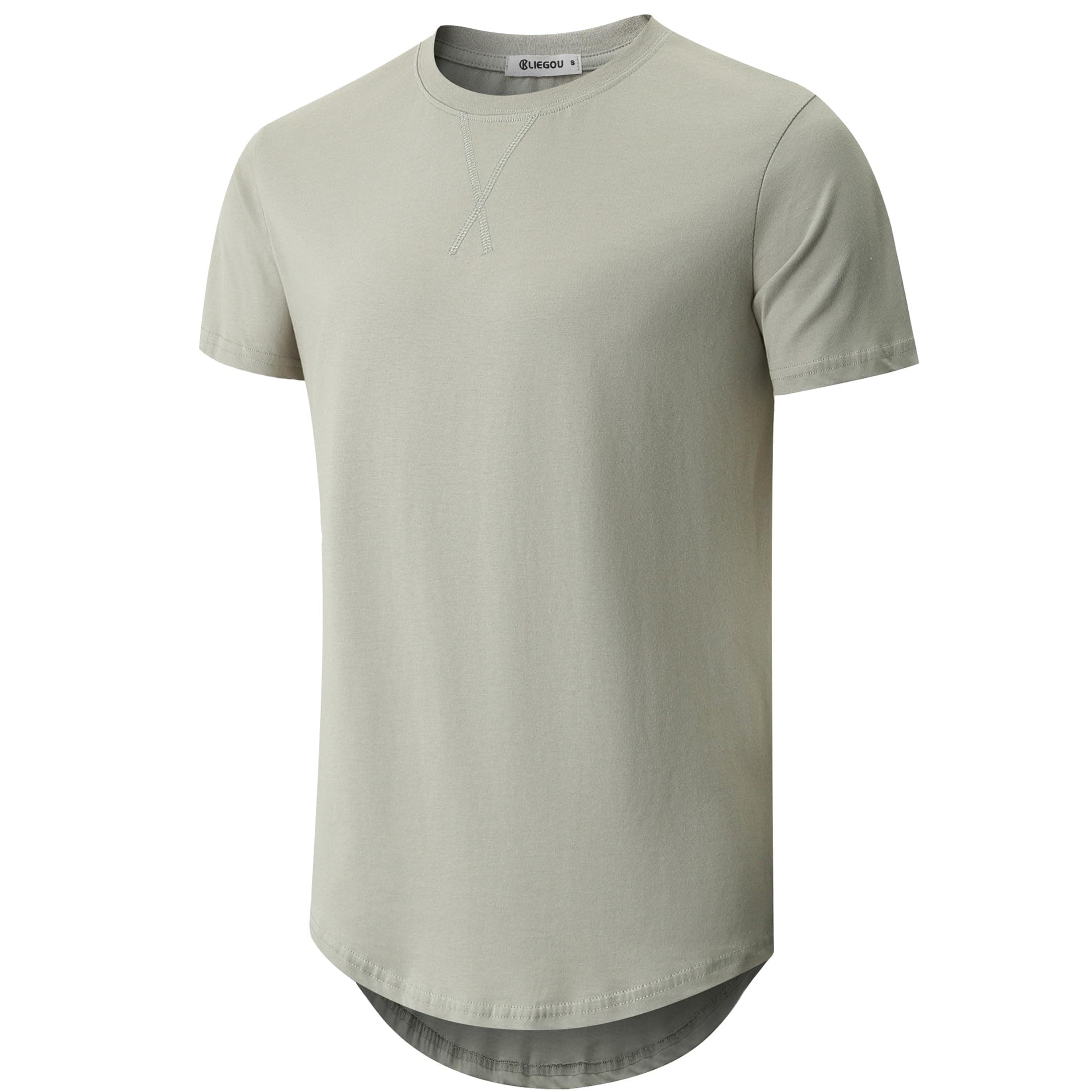 KLAIGOU Mens 100 Cotton Pre-Shrunk Hipster T-Shirt S-4XL Longline Crewneck Hip Hop