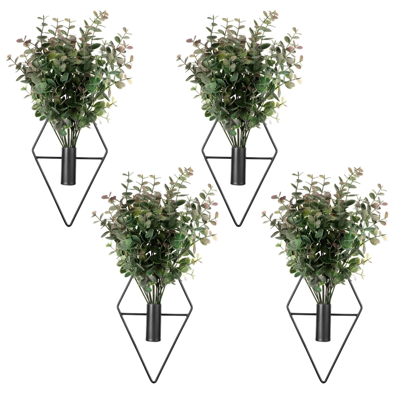 4 Pcs Black Boho Hallway Decor Hanging Planters with Modern Geometric Design for Indoor Spaces