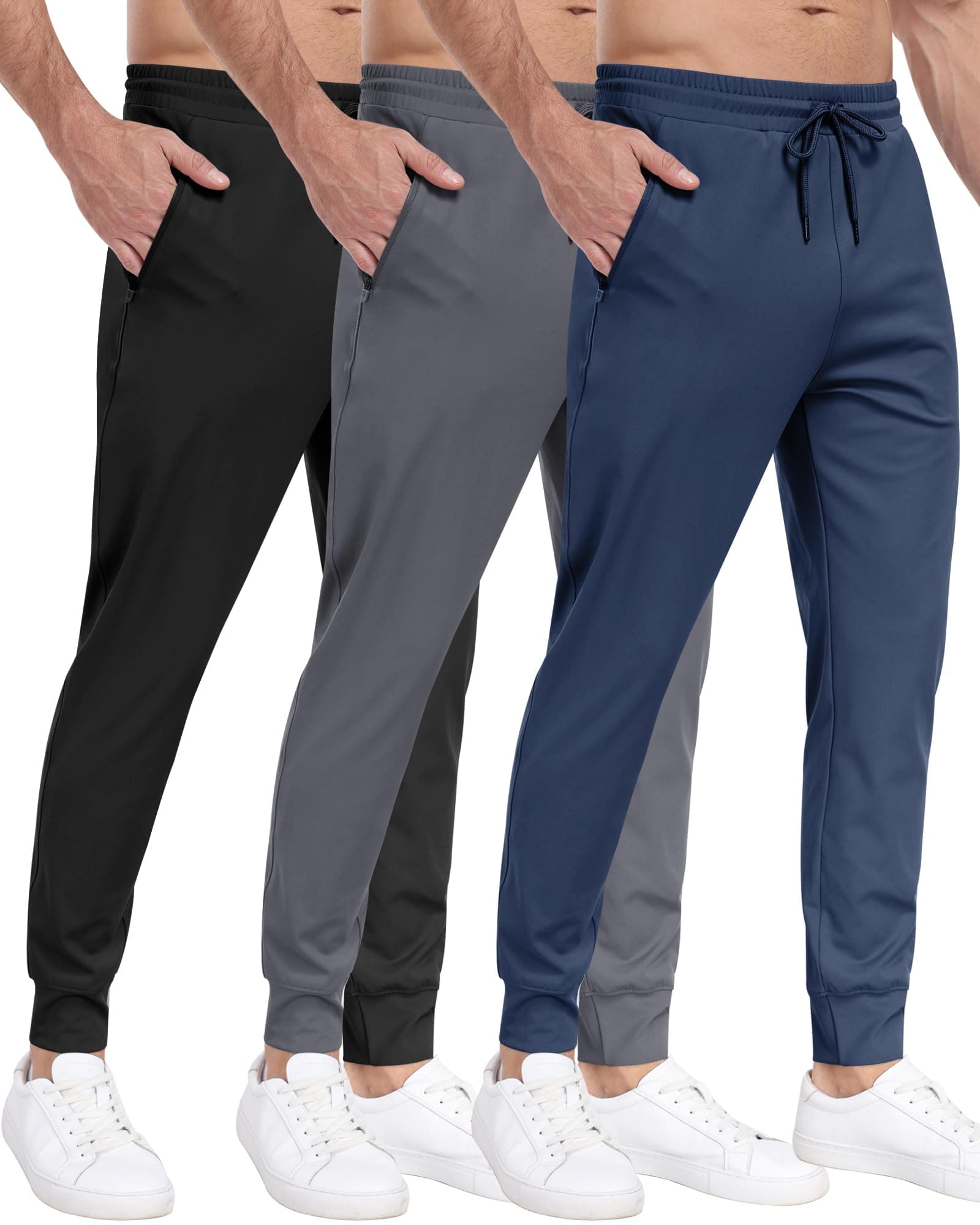 ParisDiary Men's 3 Pack Zipper Sweatpants for Workout and Gym
| ParisDiary Zipper Pockets Track Joggers Pants Suitable