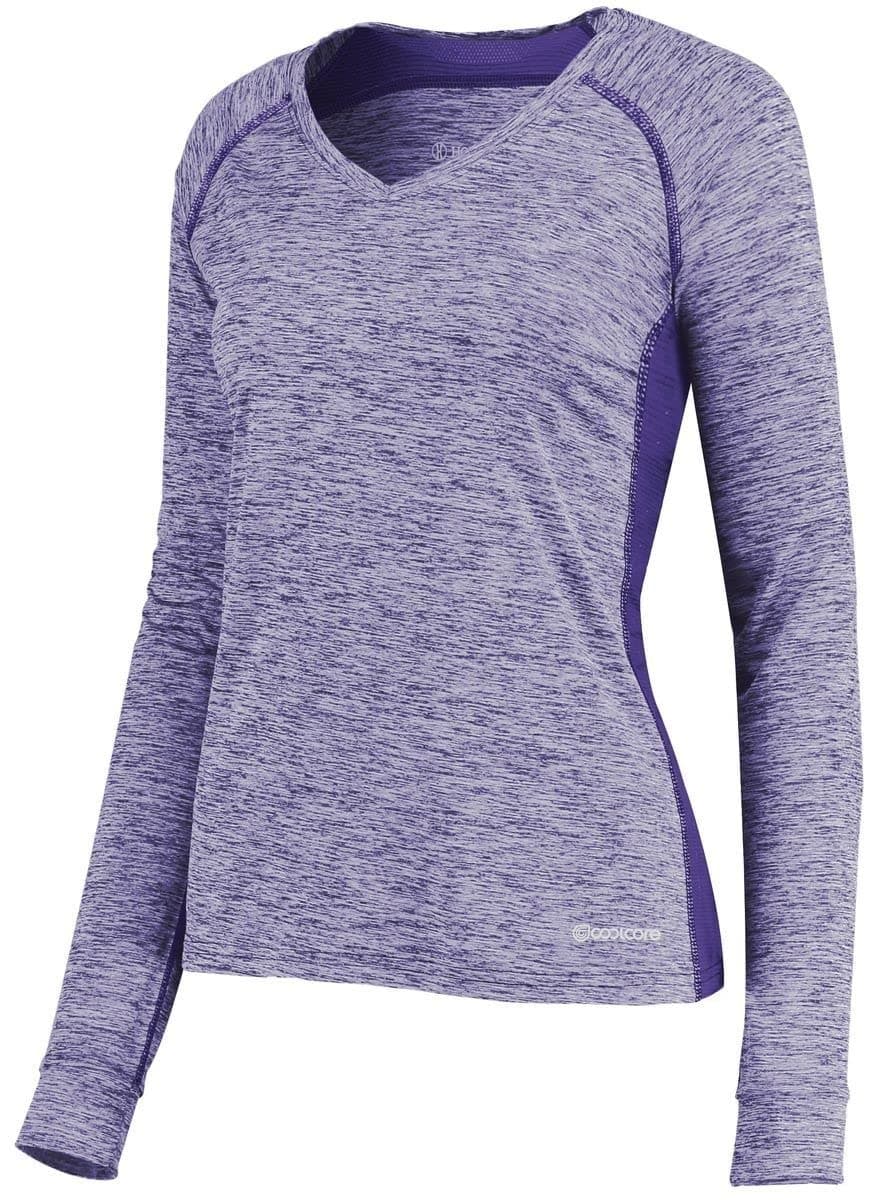 Holloway Sportswear Womens Electrify Coolcore® Long Sleeve Tee 2XL Purple Heather + Fast Cooling Technology + Moisture W
