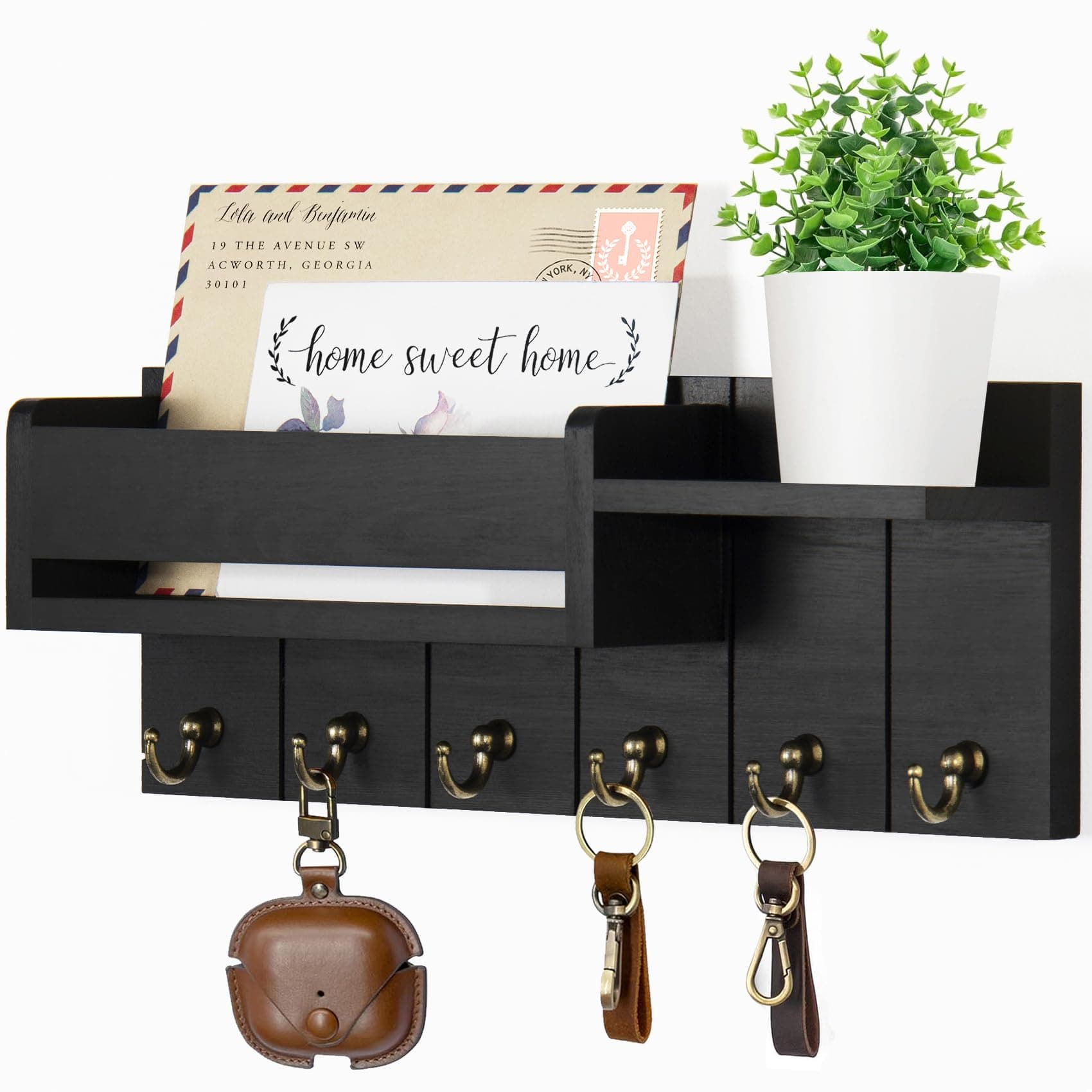 Decorative Key Holder Wall Mount for Rustic Farmhouse Living Room Entryway Aesthetics
| Wooden Key Hanger with 6 Key Ho