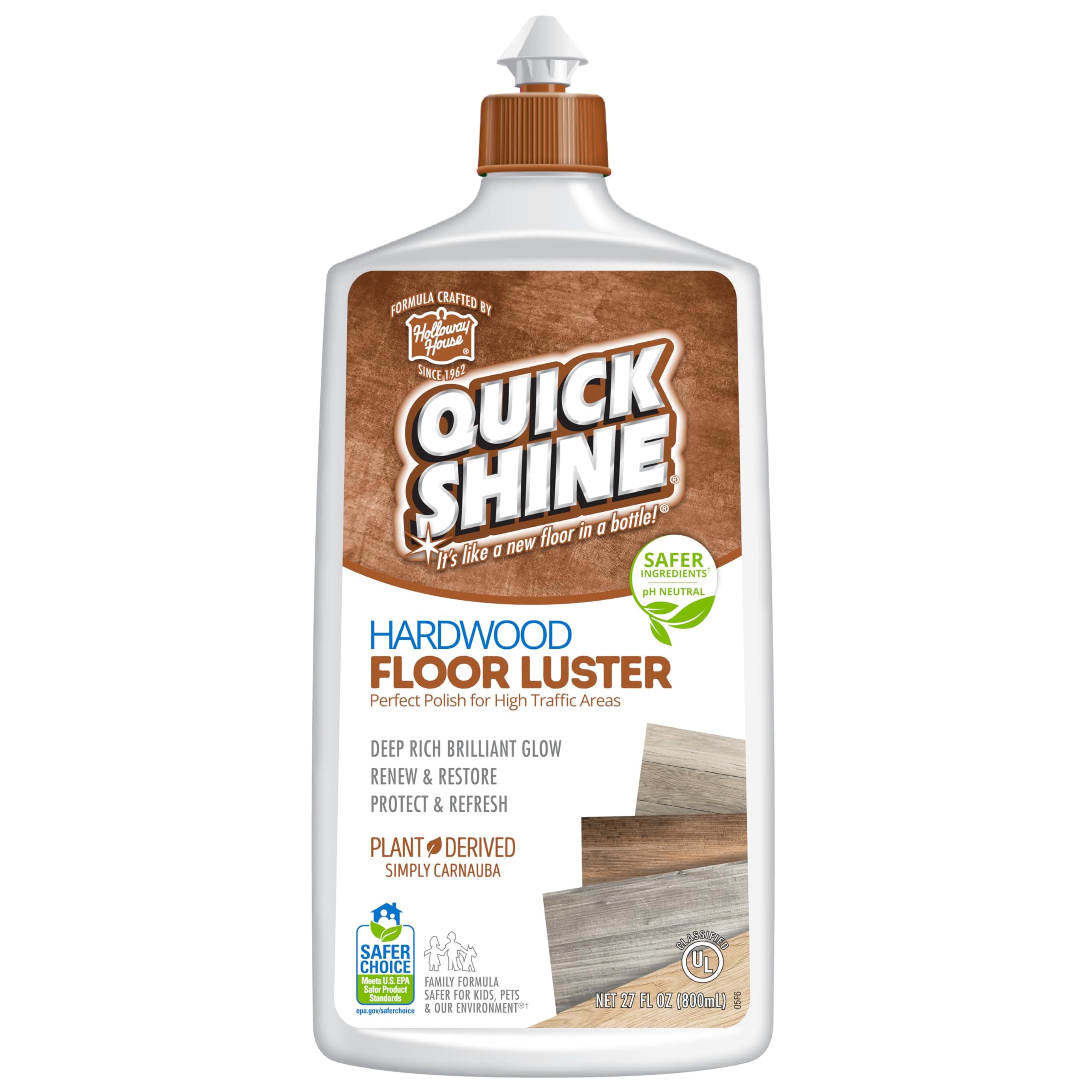 Quick Shine Hardwood Floor Luster-Polish | Safer Choice, No PFAS, pH Neutral | Suitable for All Wood Types | Ready to Us