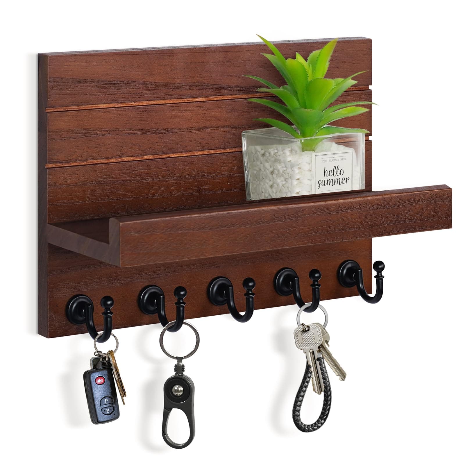 Brown Easy Installation Modern Mail Holder Wall Mount Key Shelf for Hallway Living Room House Decoration