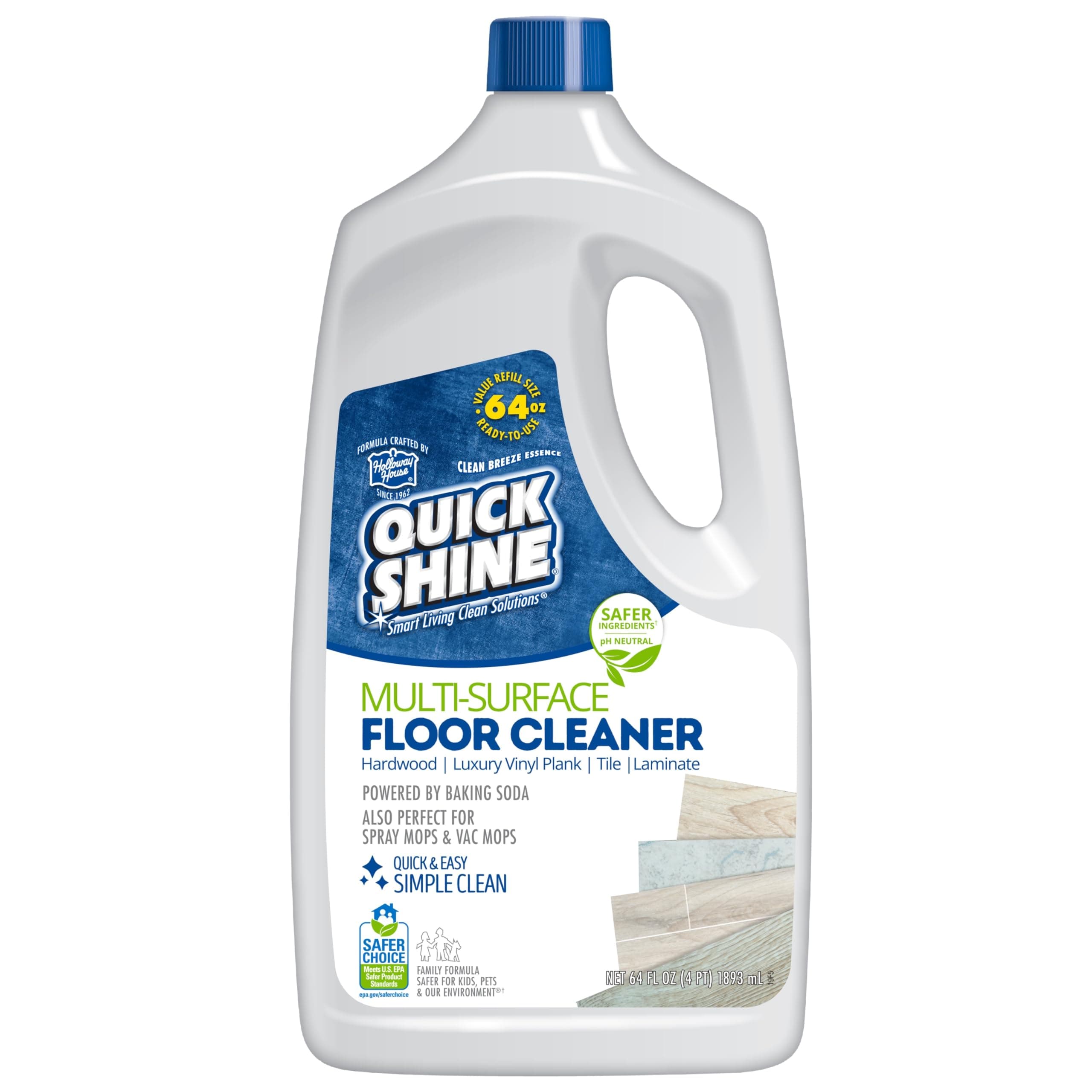 Quick Shine Multi Surface Floor Cleaner 64oz - Streak Free, No Rinse, Safe for Hardwood, Laminate & Stone, Suitable for