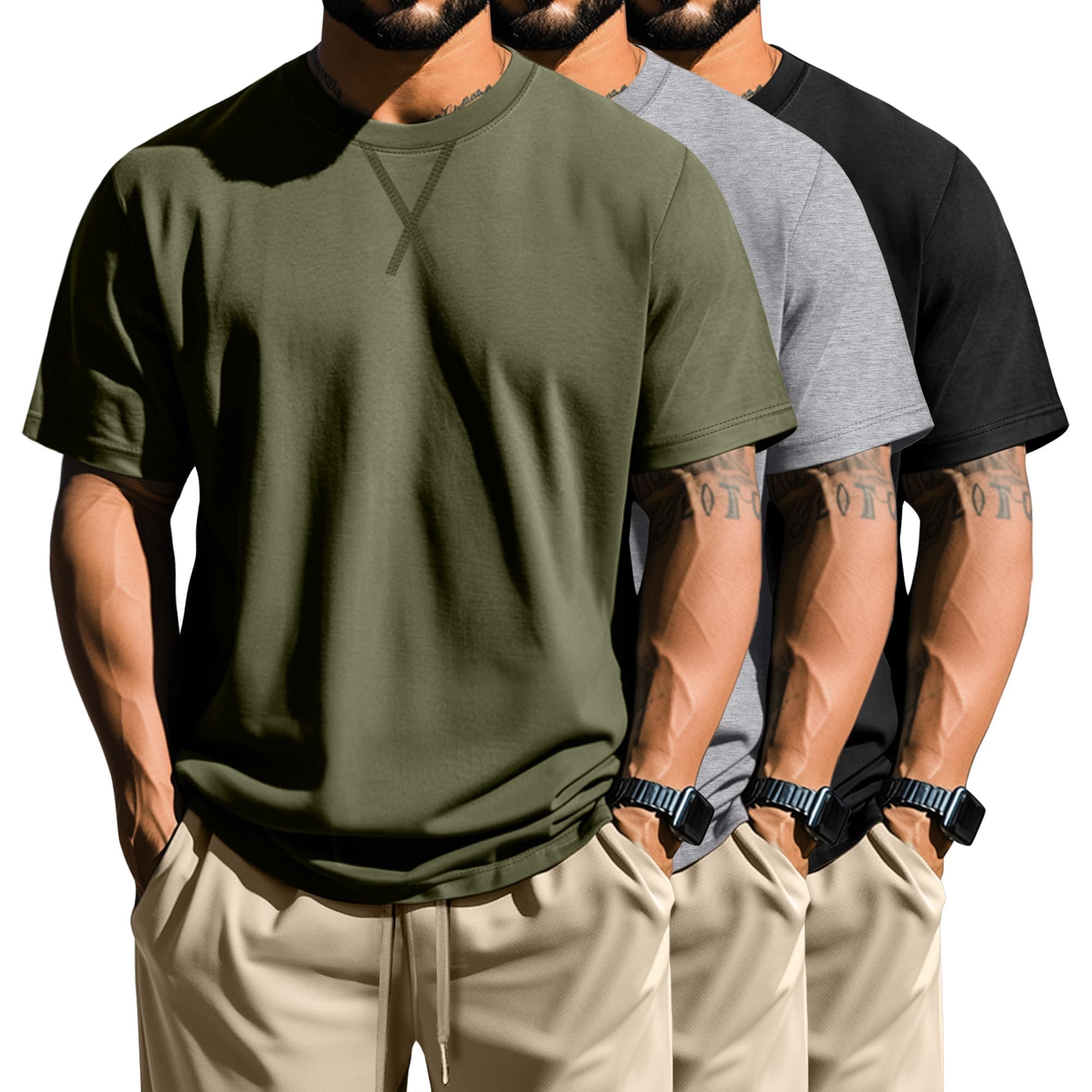 Neer 3 Pack Men's Big and Tall Cotton Short Sleeve T-Shirts Plus Size Tee Shirt for Hipster Stylists
| Neer 3 Pack Men'