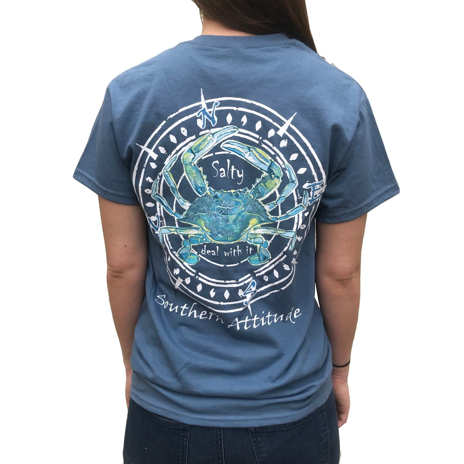 Southern Attitude Salty Deal with It Crab Sunset Orange Short Sleeve T-Shirt for Men Casual Wear Comfortable Fashion