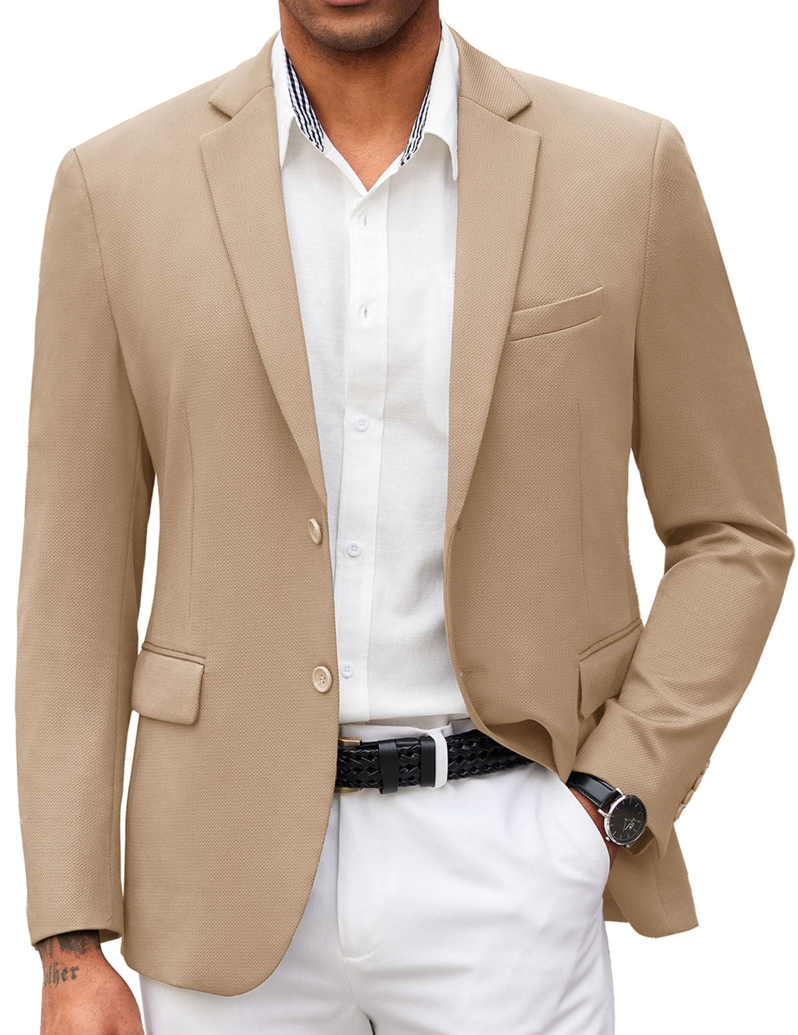 COOFANDY Men's Lightweight Knit Suit Jacket Casual Slim Fit Blazer
| COOFANDY Mens Casual Two Button Suit Blazer Lightw
