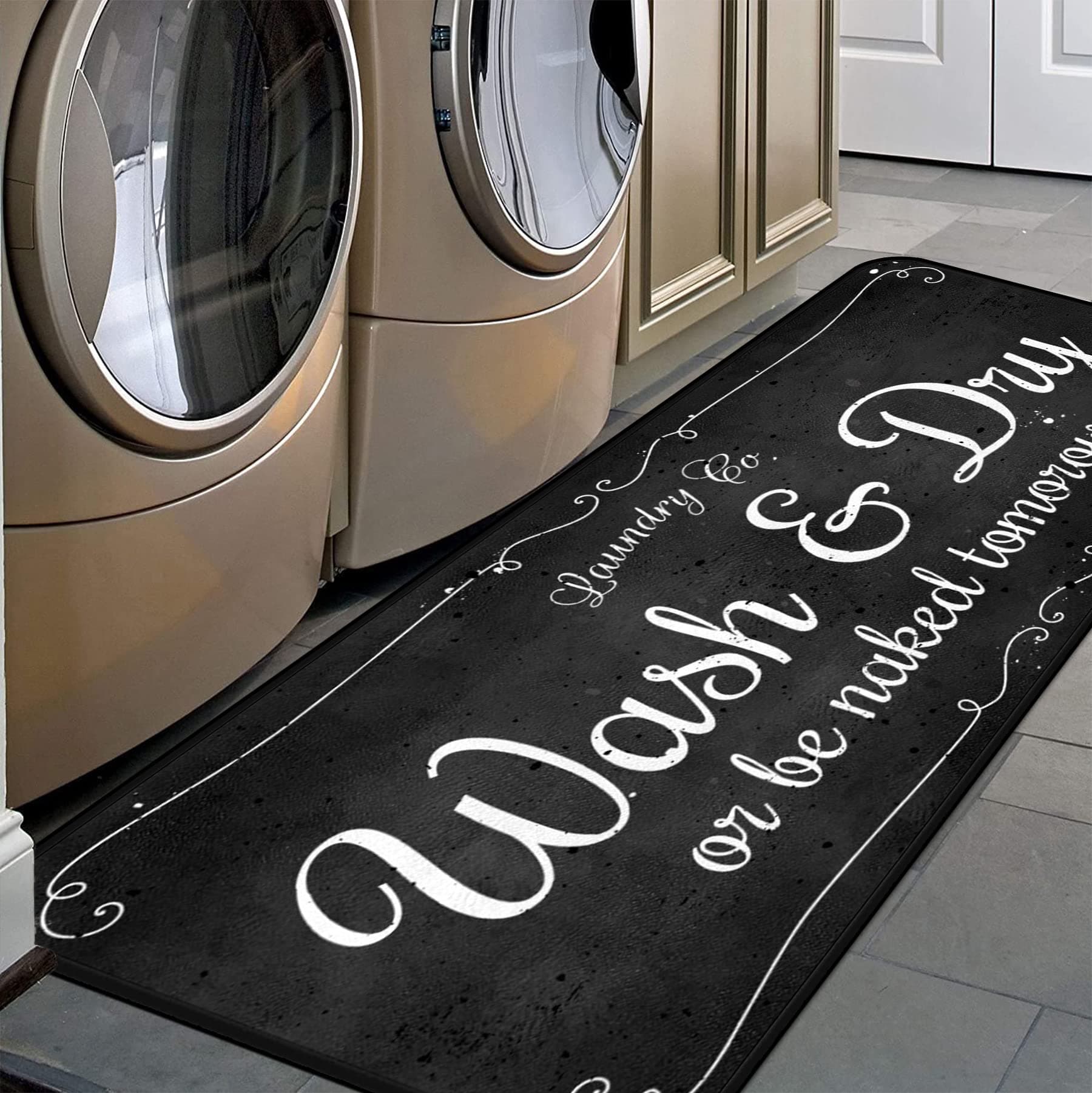 Laundry Room Non-Slip Floor Mat for Kitchen and Laundry Room (40" x 20", Black)