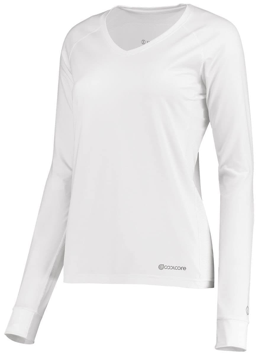 Holloway Sportswear Womens Electrify Coolcore® Long Sleeve Tee 2XL White - Reflective Technology, Moisture Wicking, Fitn