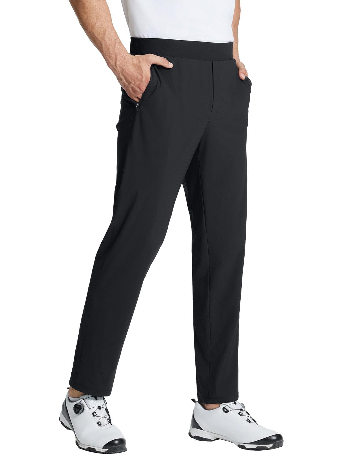 Baleaf Men's Stretch Relaxed Fit Golf Pants 30" Sweatpants with Zipper Pockets Casual Athletic.Work
