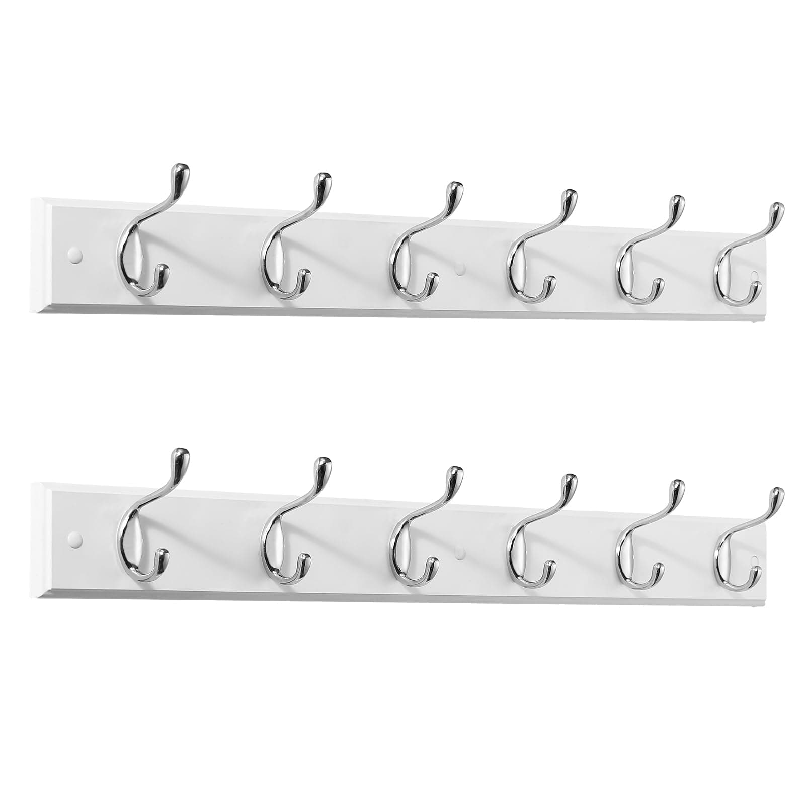 White Coat Rack Wall Mount 2 Pack for Jackets and Bags
Wall-Mounted Coat Rack 2 Pack White with 6 Metal Hooks for Hats