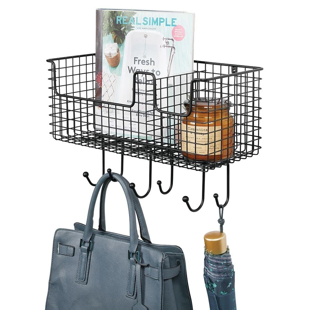 mDesign Metal Wire Farmhouse Wall Decor Storage Organizer Basket - Wall Mount - Black
mDesign Metal Wire Farmhouse Wal
